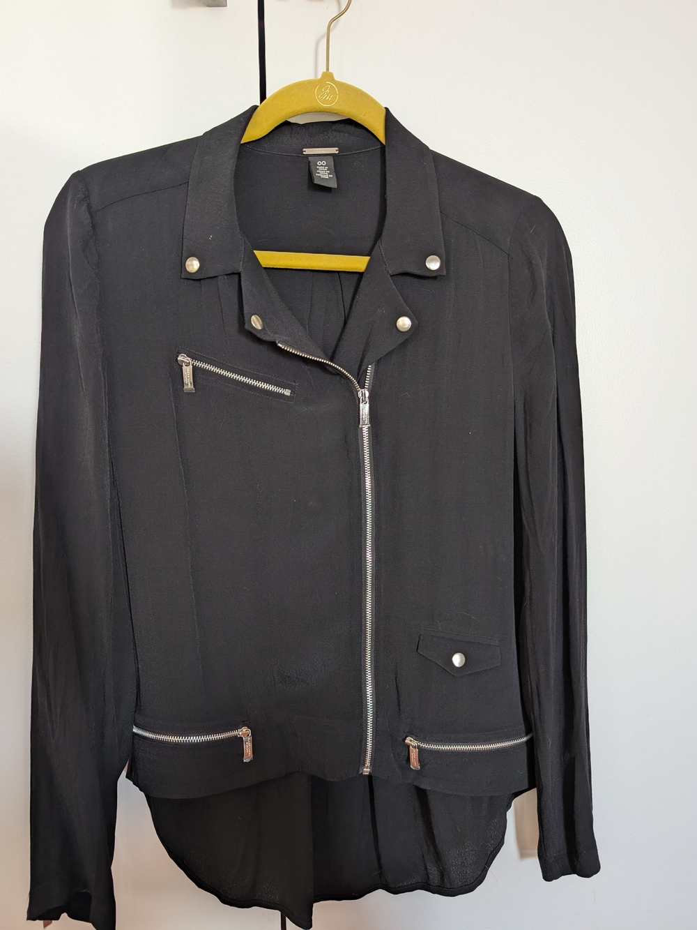 Black Label by Chicos Women's Black Moto Jacket Zip-Front Size 00 XS